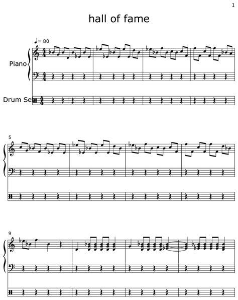 hall of fame - Sheet music for Piano, Drum Set