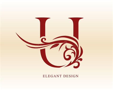 Elegant Letter U Floral Pattern Refined Lines Vintage Art Logo