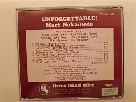 Three Blind Mice TBM CD 2521 Unforgettable Mari Nakamoto