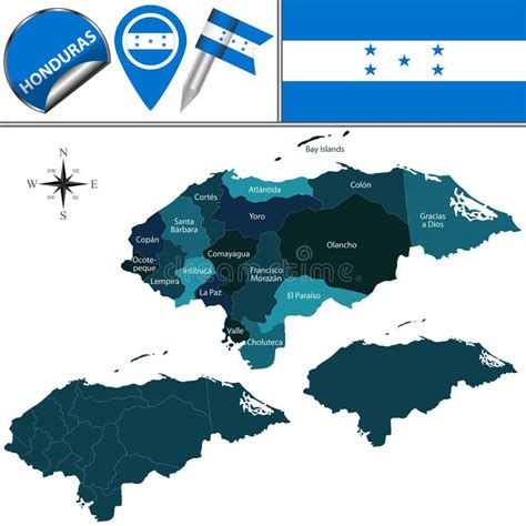 Honduras Map With Administrative Divisions Stock Vector Illustration