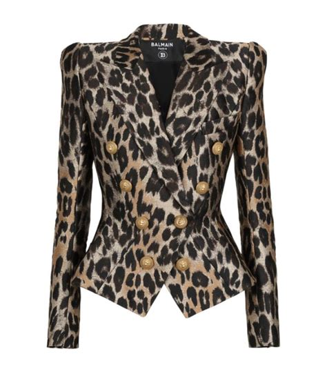 Womens Balmain Black Leopard Double Breasted Blazer Harrods Uk