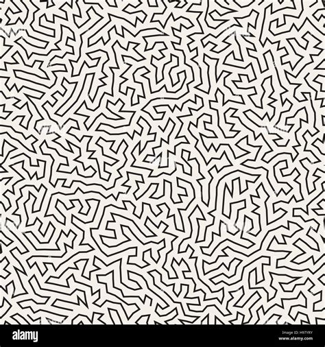 Irregular Maze Thin Lines Vector Seamless Black And White Pattern