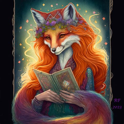 Fox Goddess Holding Book By Rowanfair On Deviantart