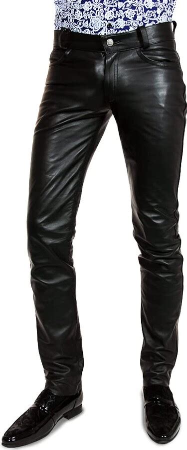 Bockle New HIM Lower Leather Pants Men Jeans Tube Skinny Slim Fit Man