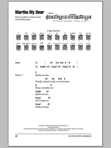 Martha My Dear Partitions The Beatles Accordslyrics Pour Guitare