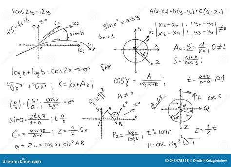 Esquemas Científicos De Fórmulas Matemáticas Vector Ilustración del