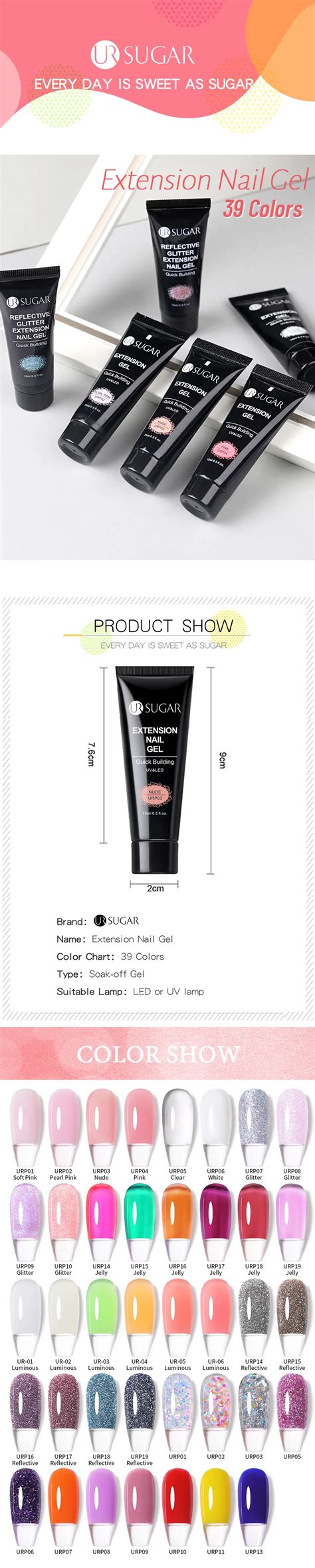 10PCS NOTRE SUCRE Rapide Extension Ongles Gel Kit Clair Nude Vernis Semi Permanent Uv Gel
