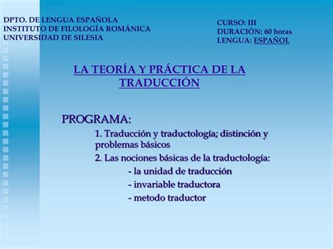 PPT LA TEORÍA Y PRÁCTICA DE LA TRADUCCIÓN PowerPoint Presentation