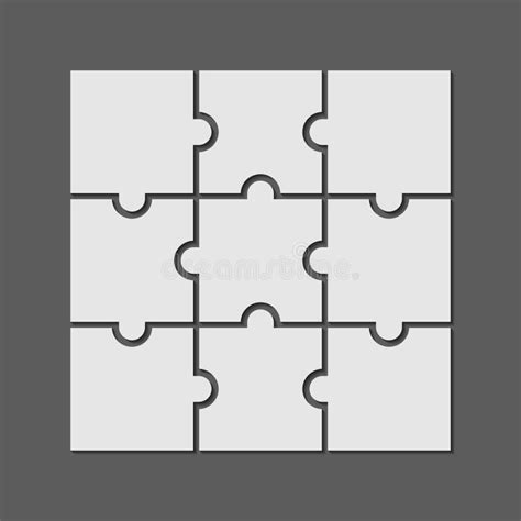 9 Puzzle Piece Jigsaw Concept Vector Background. 3x3 Business Puzzle ...