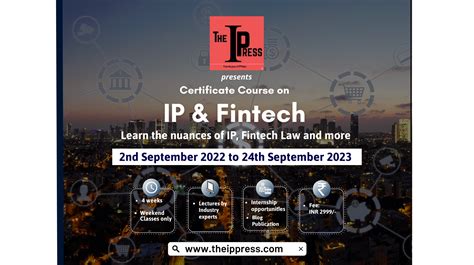 Certificate Course on IP and Fintech by The IP Press [50 seats only ... 