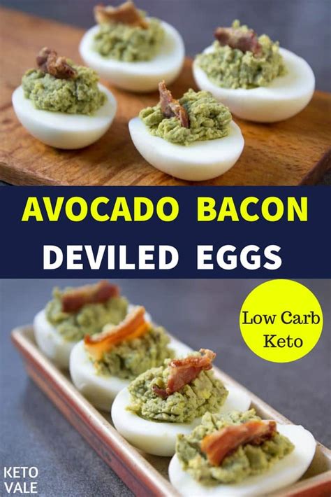 Avocado Deviled Eggs with Bacon Low Carb Recipe | Keto Vale