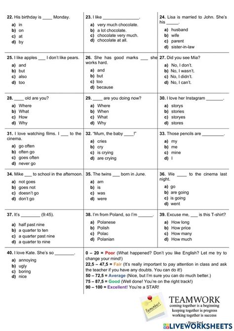 Diagnostic Test A2 Worksheet English Test English Grammar Test