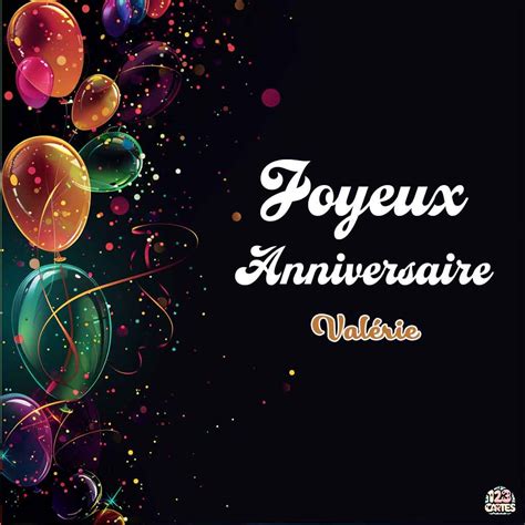 Ballons minuit avec le texte Joyeux anniversaire Valérie 123cartes