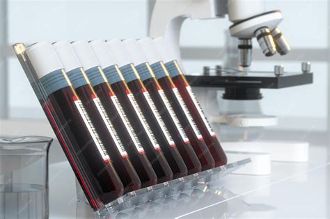 premium photo blood test tubes  laboratory  rendering