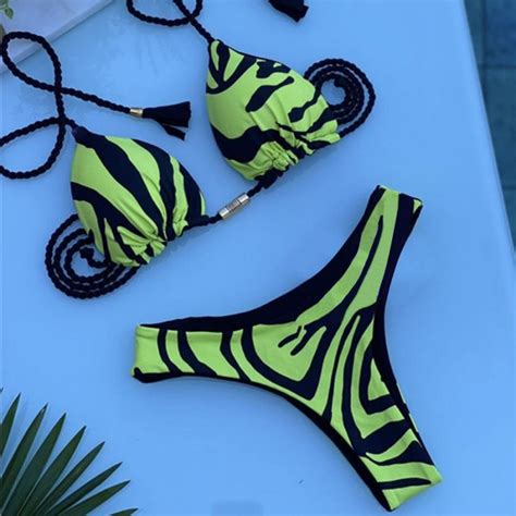 Wholesale Sexy Padded Zebra Printing Lace Up Bikini Set 1 Ba011823