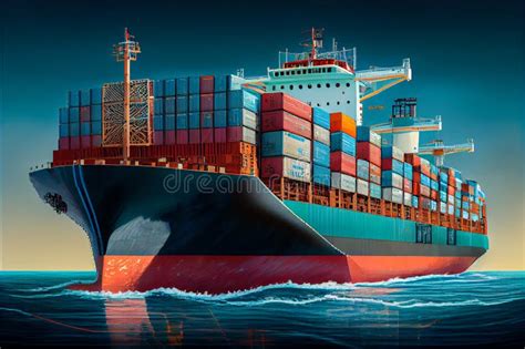 Close Up Of A Container Ship At Sea Generative Ai Generative Ai