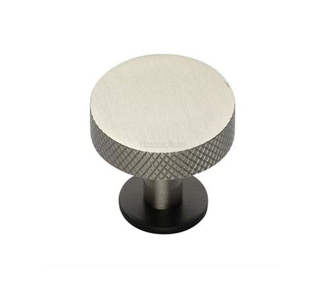 Heritage Brass Cabinet Knob Disc Knurled Design With Rose Matt Bronze