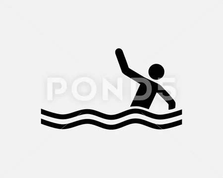 Drowning Drown Calling For Help Water Sea Ocean Rescue Icon Sign Vector ...