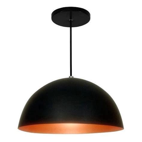 Lustre Pendente Meia Lua 40 Cm Preto Cobre Submarino