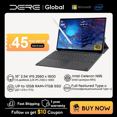 Купить Ноутбук-планшет DERE T60, 16 дюймов, сенсорный экран, 2,5 K IPS ...