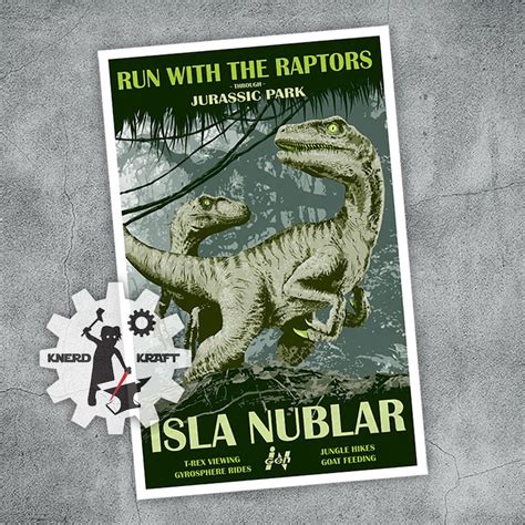 Jurassic Park Isla Nublar Travel Poster 11x17 Etsy