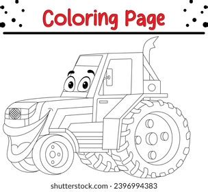 Tractor Coloring Page Vehicle Coloring Book Stock Vector (Royalty Free ...