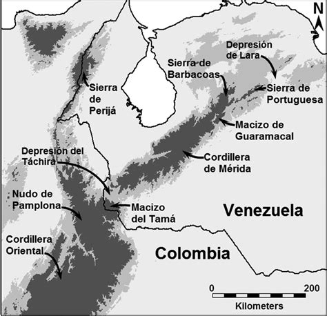 Cordillera De Los Andes Map