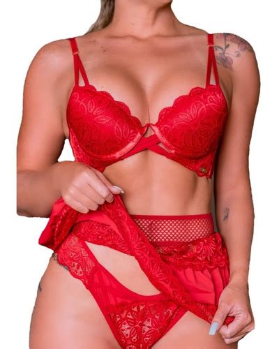 Lingerie Saia Bojo Renda Sensual Luxo Sainha Parcelamento Sem Juros