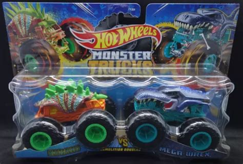 HOT WHEELS MONSTER Trucks Motosaurus Vs Mega Wrex Demolition Doubles 24 99 PicClick AU