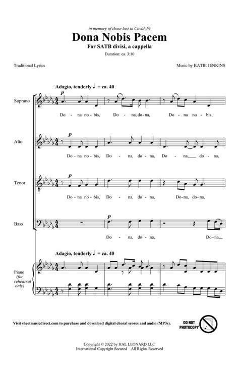 Katie Jenkins Dona Nobis Pacem Sheet Music And Printable Pdf Music Notes Sheet Music Music