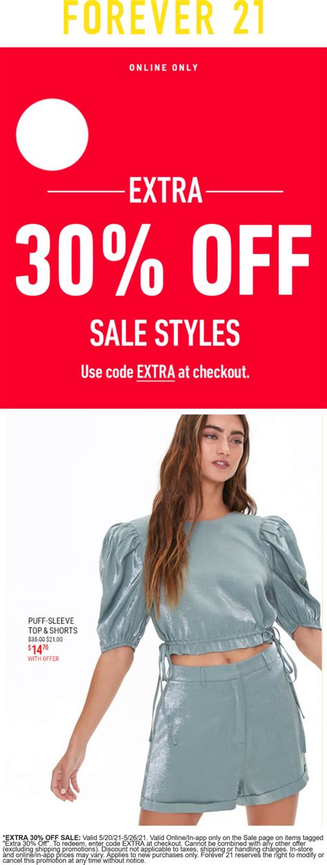 Extra 30 Off Sale Items Online At Forever 21 Via Promo Code Extra