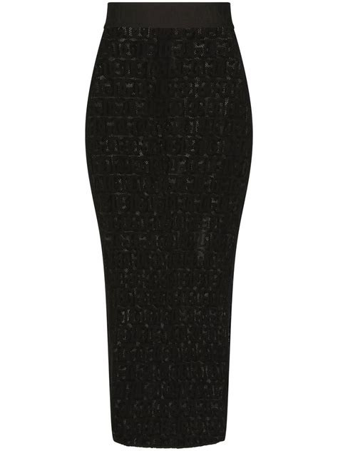 Dolce And Gabbana Dg Logo Tulle Pencil Skirt In Black Editorialist