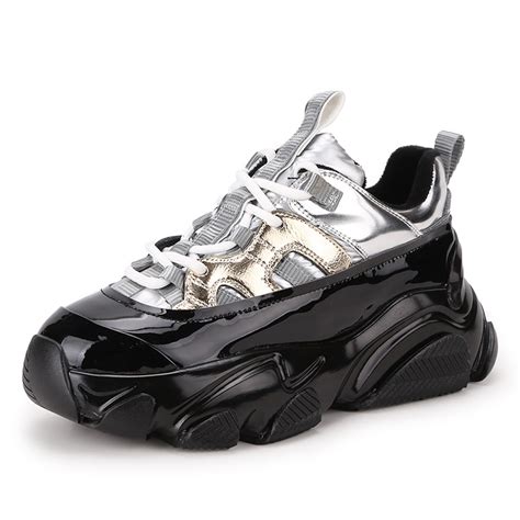 Купить Черный Старая обувь женщина натуральная кожа повышать толстая ...