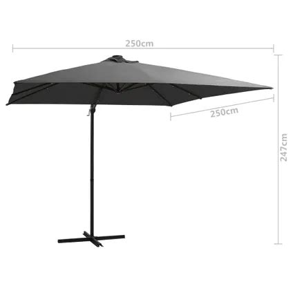 Vidaxl Parasol D Port Avec Led Et M T En Acier X Cm Anthracite