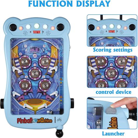 Pinball Machine for Kids Portable Tabletop Game with Scorer and Lights ...