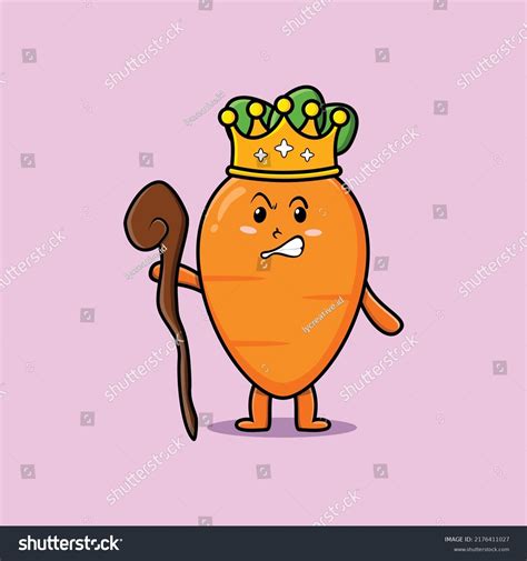 Cute Cartoon Carrot Mascot Wise King Stock Vector Royalty Free 2176411027 Shutterstock