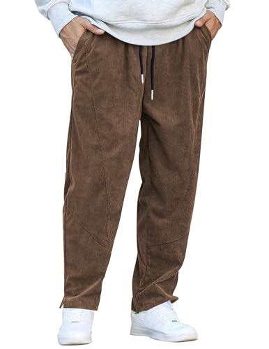 Coofandy Wide Wale Corduroy Pants Men Elastic Waist Drawstring Harem