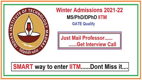 How To Get Admission Into IIT Madras IDRP MS Direct PhD PhD