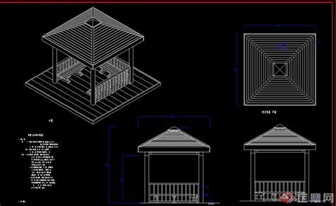 园林景观四方亭设计cad施工图