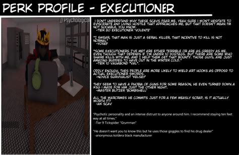 Perk Profile - Executioner : r/decayingwinter