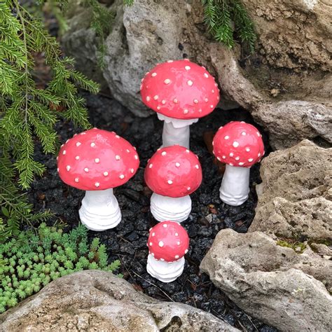 Ceramic Mushrooms 5 Ceramic Mushrooms Garden Art Sculpture Etsy