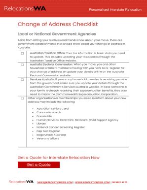 Fillable Online Who To Notify When Movingchange Of Address Checklist