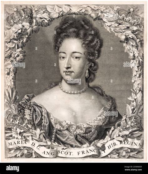 Queen Mary Ii Of England 1662 1694 Portrait Engraving By Pieter