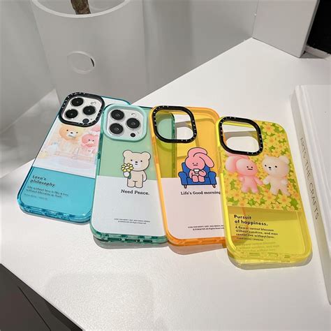 Casetify เคสโทรศัพท์มือถือ Tpu นิ่ม กันตก ลายการ์ตูนกระต่าย และหมี