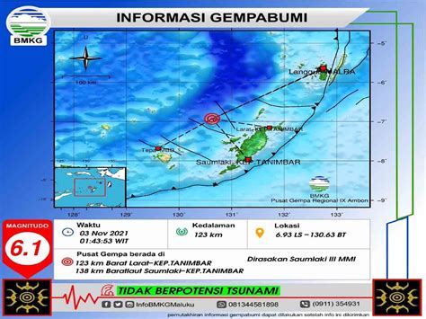 Bmkg Guncangan Gempa M 6 1 Di Saumlaki Hingga Tual Akibat Aktivitas