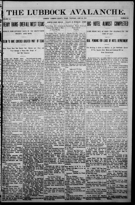 The Lubbock Avalanche. (Lubbock, Texas), Vol. 12, No. 50, Ed. 1