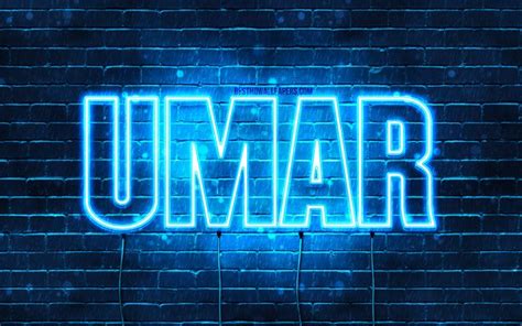 Download wallpapers Umar, 4k, wallpapers with names, Umar name, blue neon lights, Happy Birthday ...