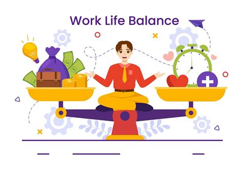 Work Life Balance Vector Illustration Of Person Balancing With Job And