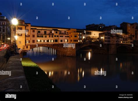 Ponte Vecchio at night Florence Italy Stock Photo - Alamy