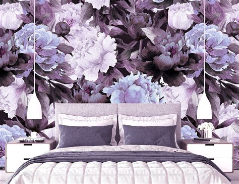 Purple Wallpaper Peel And Stick Dark Floral Wallpaper Big Flower